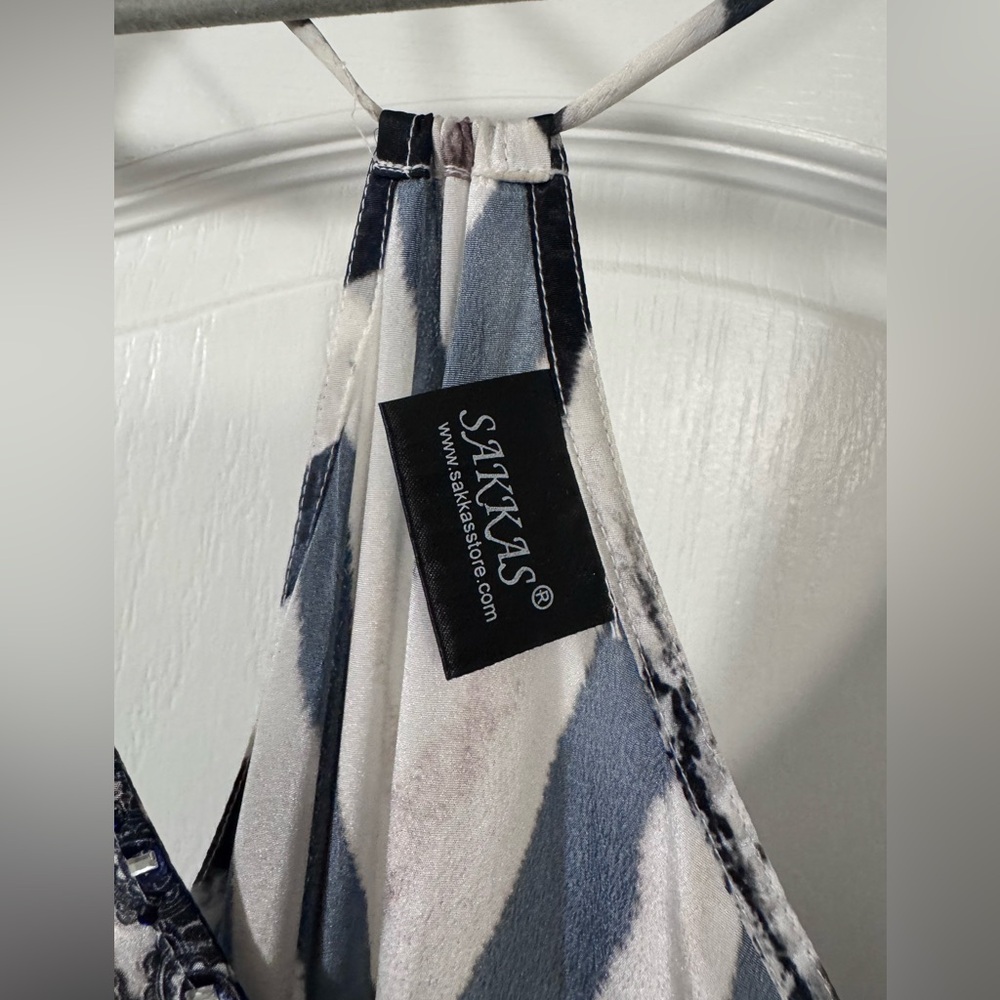 Sakkas Black & White Maxi Dress with Pink Accents - Picture 3 of 8